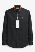 Gucci black long-sleeve cotton shirt featuring embroidered