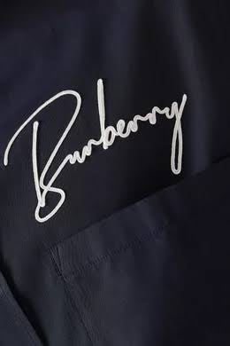 BURBERRY Navy Blue Logo Cotton Shirt
