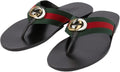 GUCCI WEB THONG SANDAL BLACK LEATHER