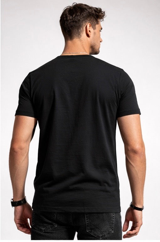 black Armani Exchange Logo Print Slim Fit Crew-Neck T-shirt