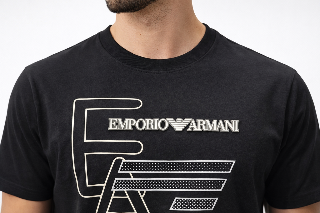 Black cotton crew-neck t-shirt is the EA7 Emporio Armani Visibility Logo T-Shirt.