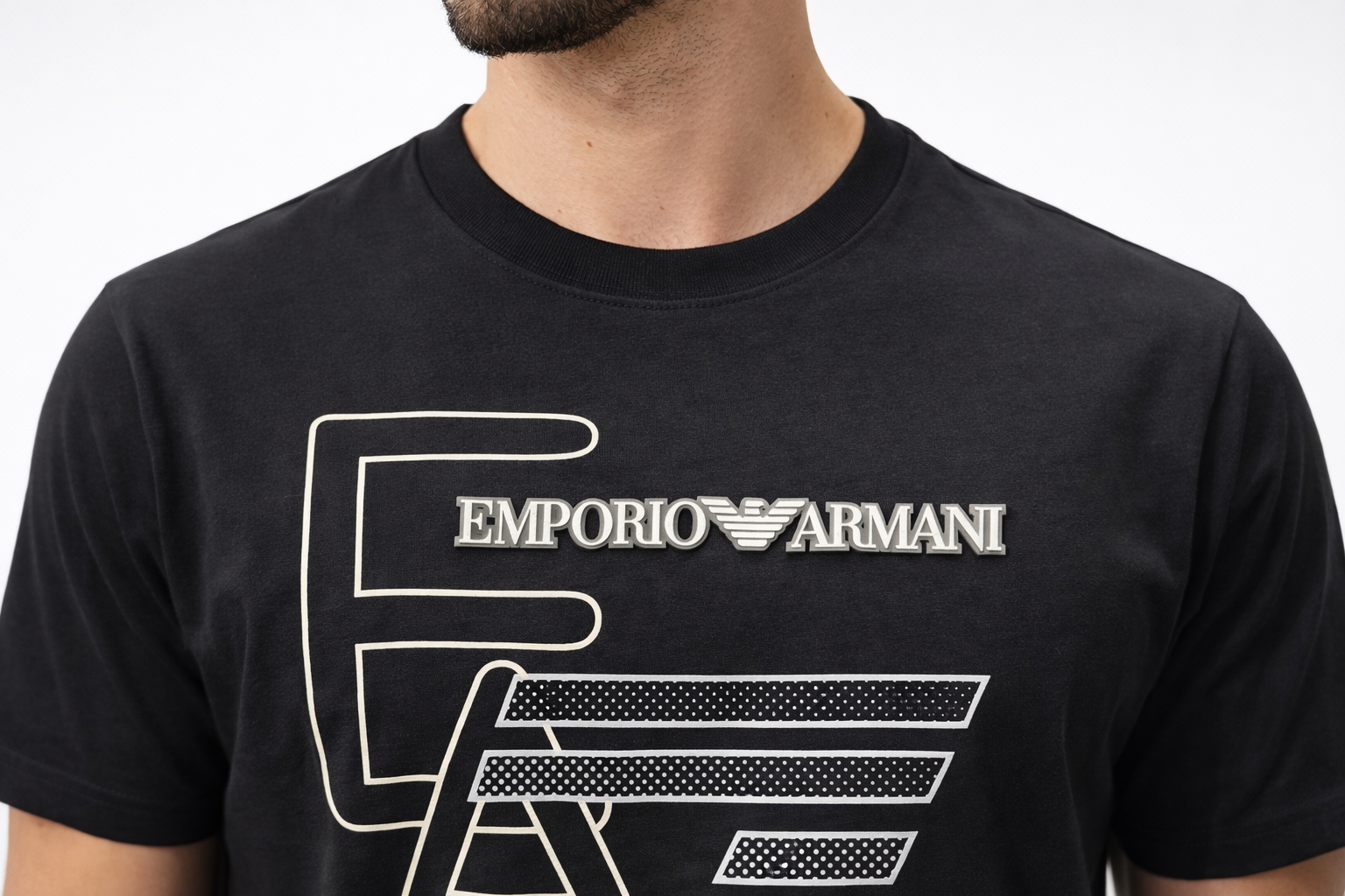 Black cotton crew-neck t-shirt is the EA7 Emporio Armani Visibility Logo T-Shirt.