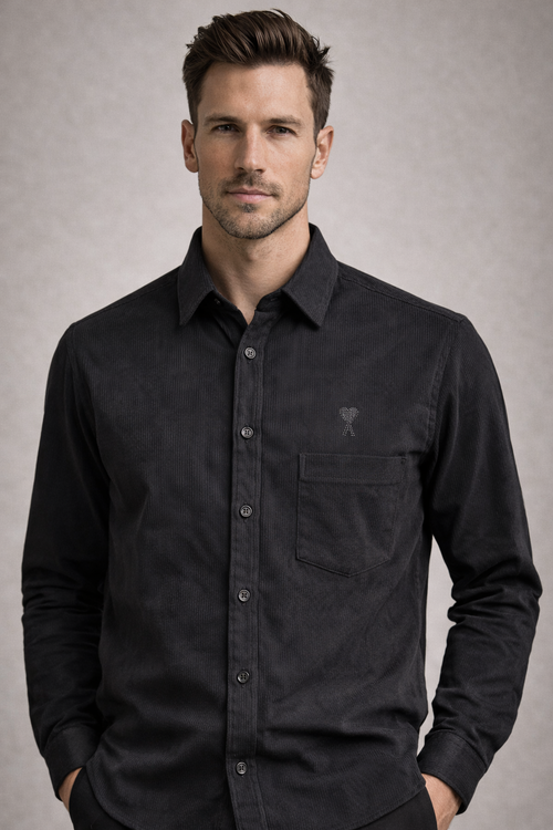 AMI Paris black corduroy shirt