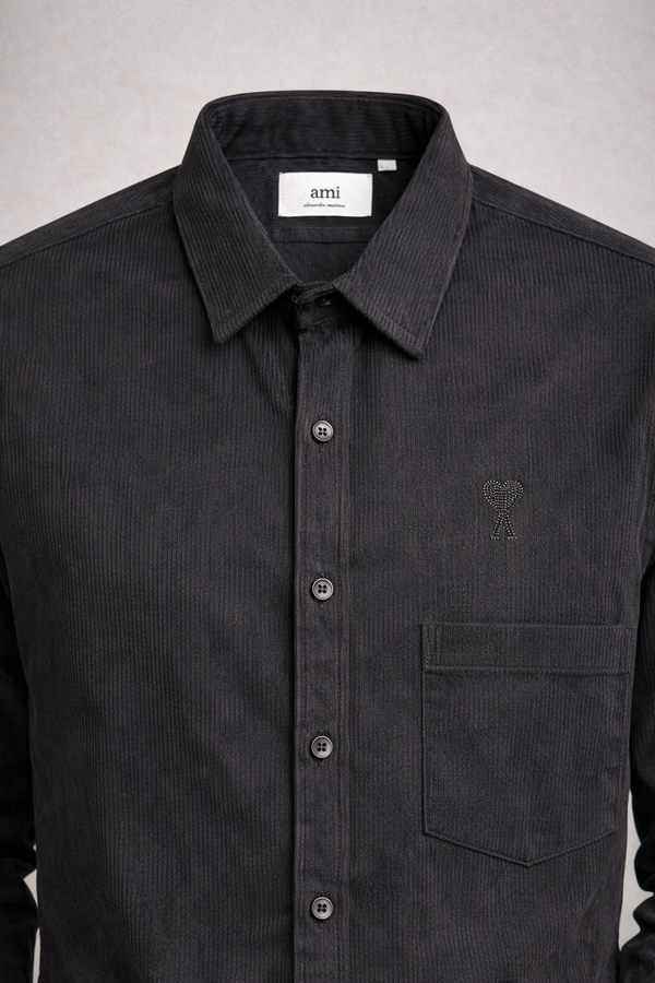 AMI Paris black corduroy shirt