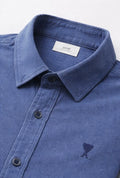 Ami Paris designer men's blue striped shirt,