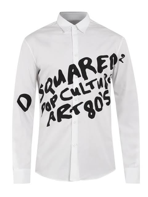 DSQUARED2 D2 Pop 80's long-sleeved white cotton shirt