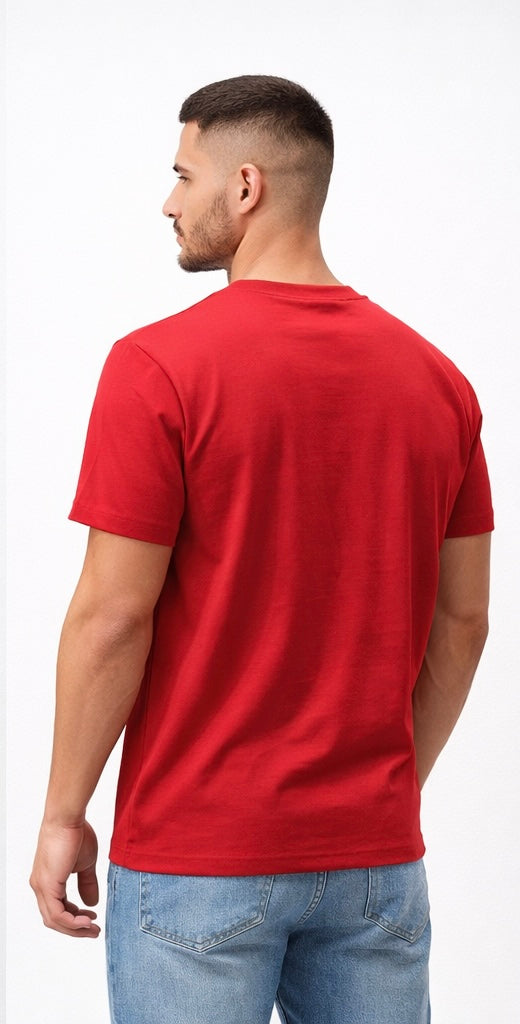 EA7 Emporio Armani red cotton crew-neck t-shirt