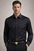 VERSACE Navy blue printed formal shirt