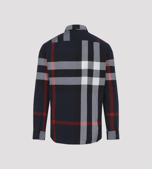 BURBERRY CHECK BLUE  COTTON SHIRT
