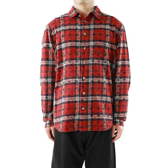 CHROME Hearts Loose Ends Monogram Cross Flannel Shirt