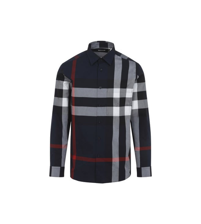 BURBERRY CHECK BLUE  COTTON SHIRT
