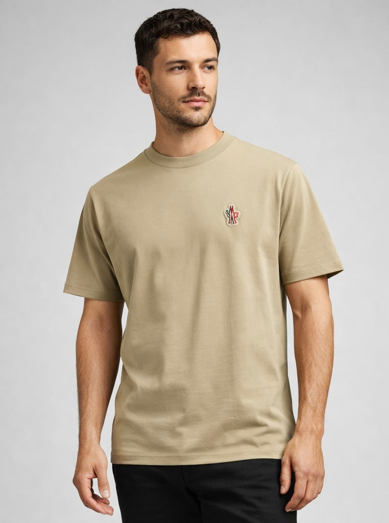 beige Moncler Grenoble logo-print T-shirt.