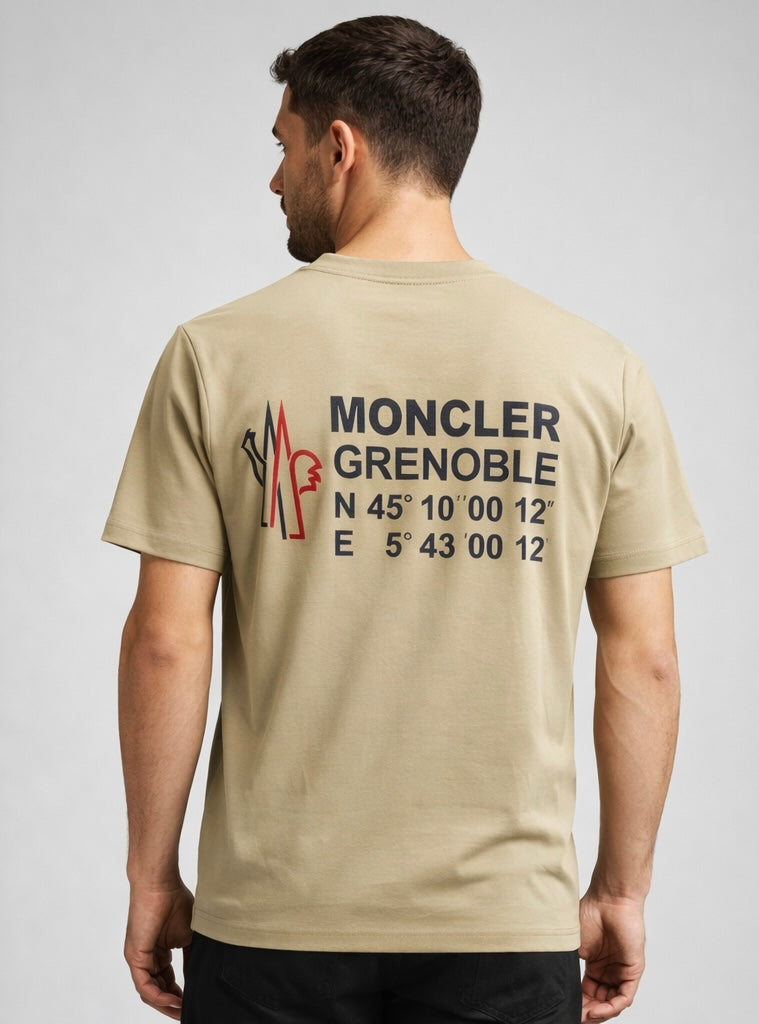 beige Moncler Grenoble logo-print T-shirt.