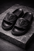 Versace Medusa Embossed Black Slide Sandals