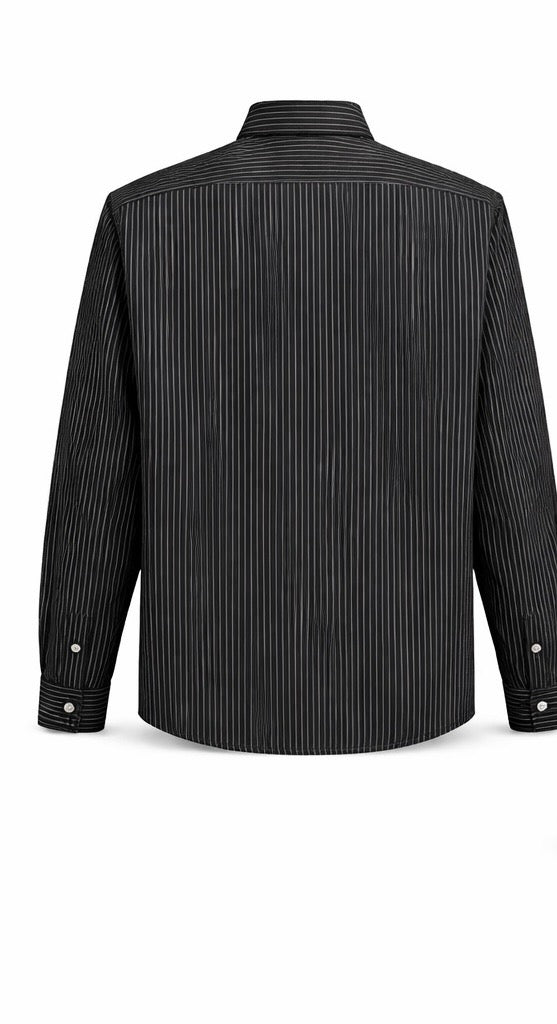black striped shirt featuring the Fendi brand logo on the chest
