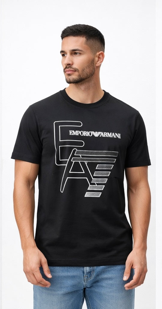 Black cotton crew-neck t-shirt is the EA7 Emporio Armani Visibility Logo T-Shirt.