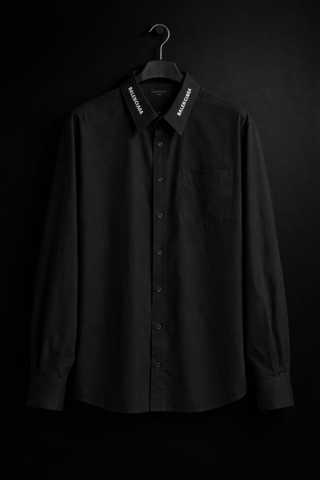 Balenciaga Embroidered Logo Long-Sleeve Shirt in black