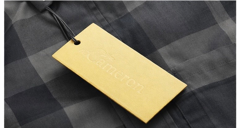 Burberry button-down shirt features the brand's signature charcoal grey