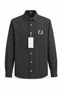 black striped shirt featuring the Fendi brand logo on the chest